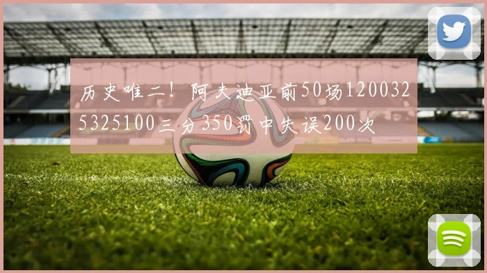 历史唯二！阿夫迪亚前50场1200325325100三分350罚中失误200次